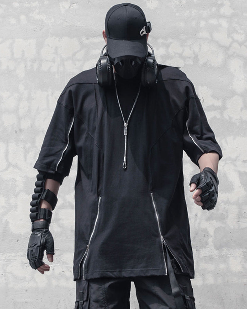 Functional Multi-Zip Streetwear T-Shirt