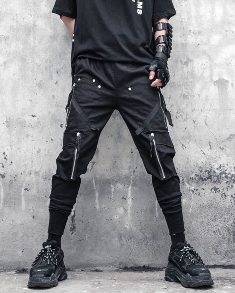 Techwear Multi-Zip Slim Cargo Jogger Pants