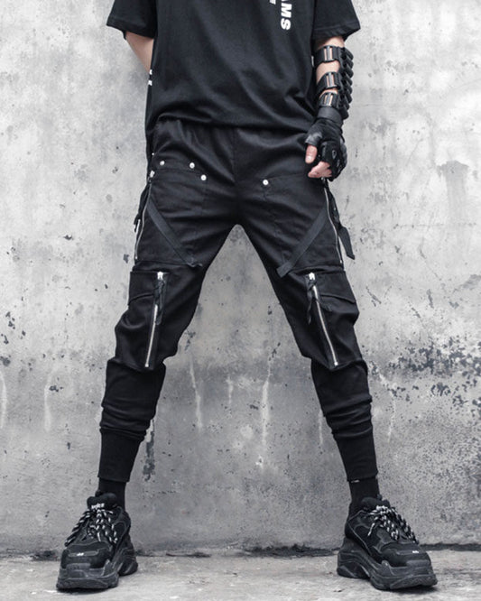 Techwear Multi-Zip Slim Cargo Jogger Pants