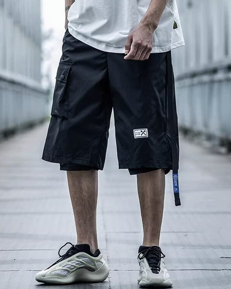 Techwear Layered Strap Cargo Shorts