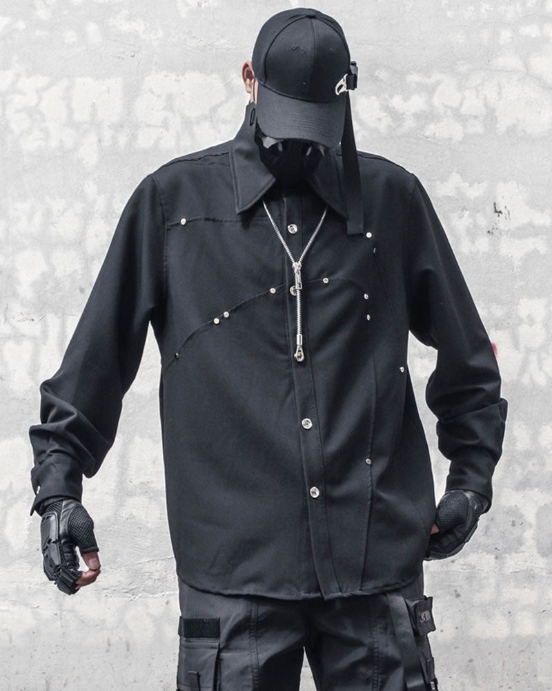 Japanese Darkwear Studded Patchwork Shirt