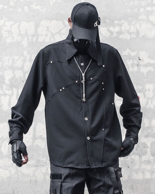 Japanese Darkwear Studded Patchwork Shirt