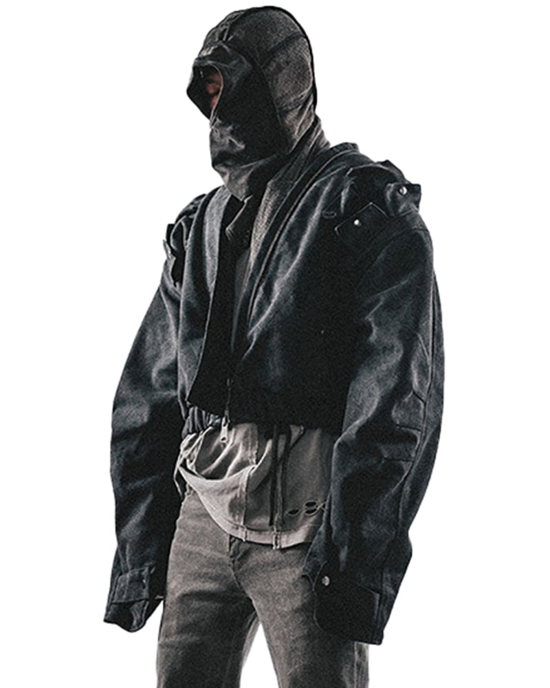 Post-Apocalyptic Deconstructed Cropped Moto Jacket
