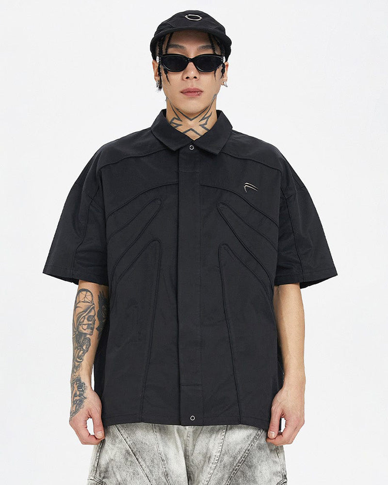 Spliced Metal Logo Half Shirt
