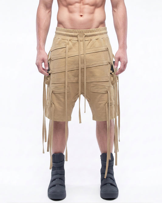Post‑Apocalyptic Asymmetric Ribbon Shorts