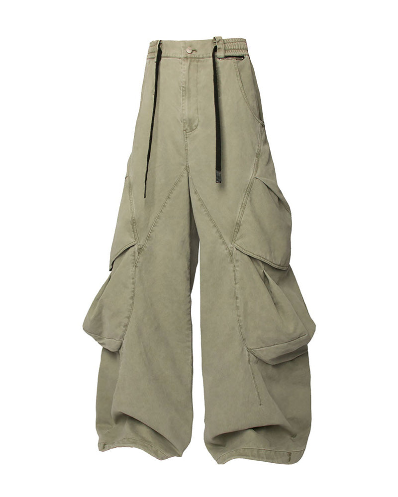 Multi-Pocket Panel Drawstring Pants