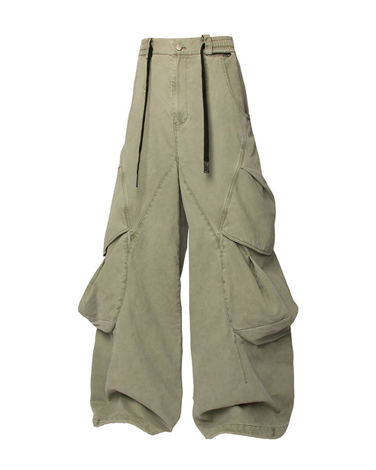Multi-Pocket Panel Drawstring Pants