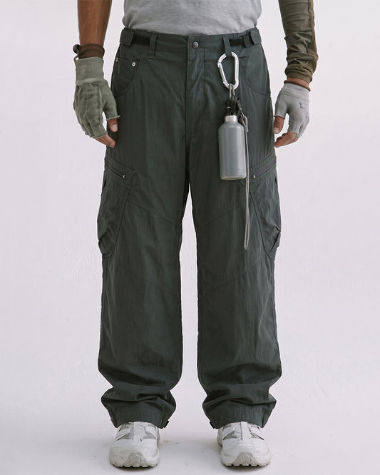 Distressed Patchwork Zippered Pocket Cargo Pants