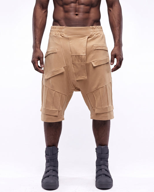 Wasteland Pleated Drop-Crotch Shorts