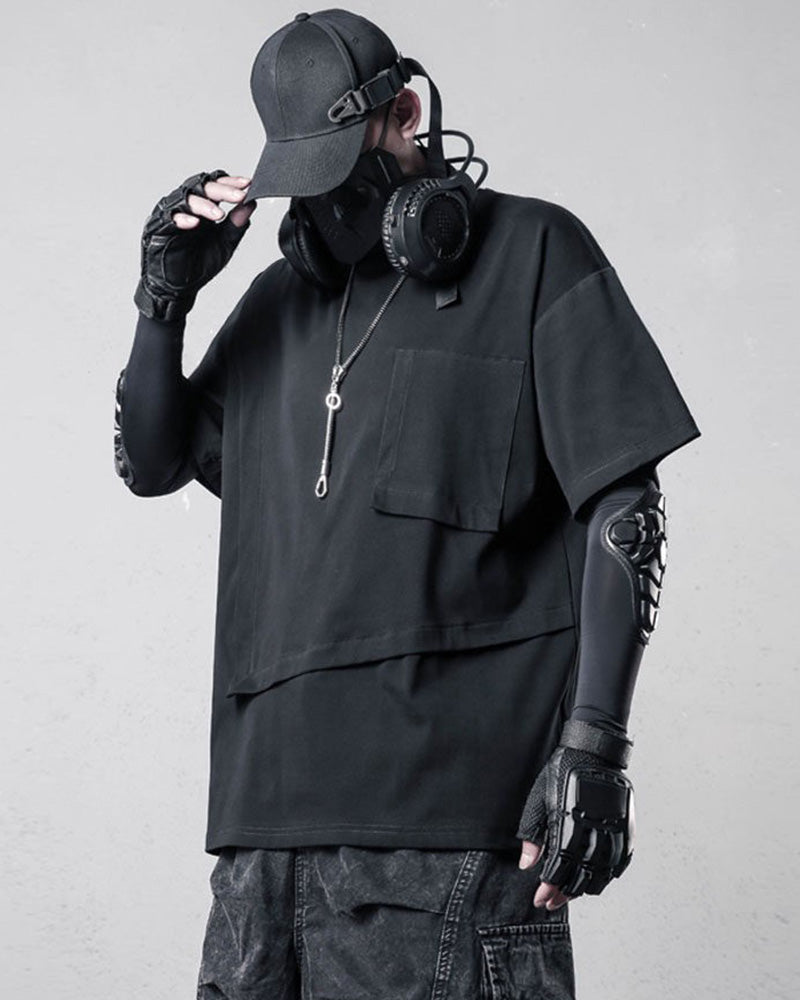 Techwear Utility Patch Pocket Layered T-Shirt