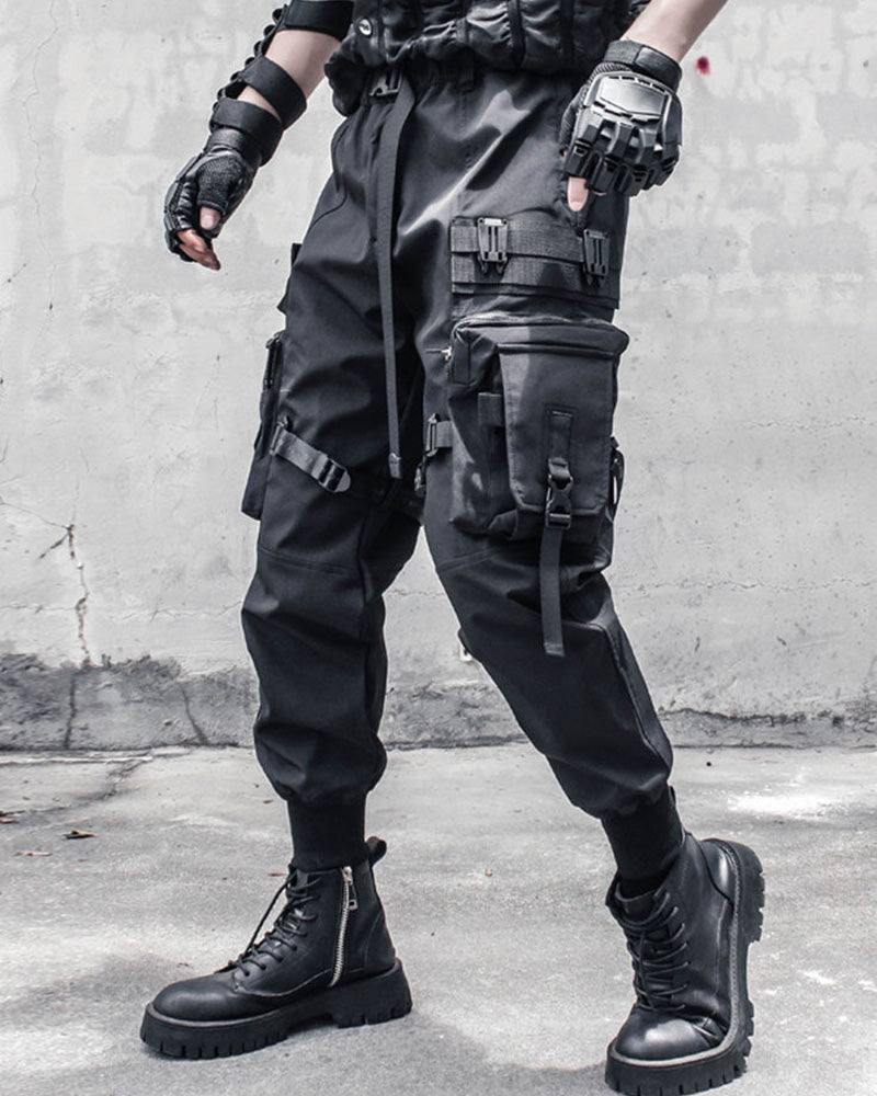 Functional Black Multi-Pocket Cargo Pants