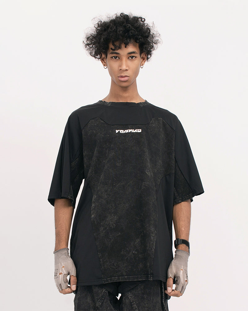 Distressed Dirty-Dye Deconstructed Panel T-Shirt