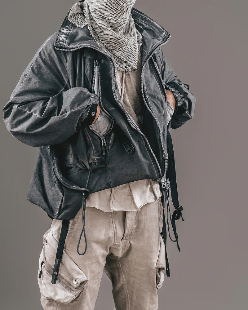Post-Apocalyptic Vintage Dual Layers Multi-Pocket Jacket