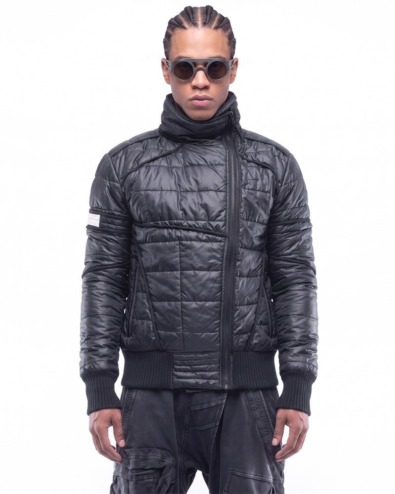 Post-Apocalyptic Asymmetric Geometric Quilted Jacket
