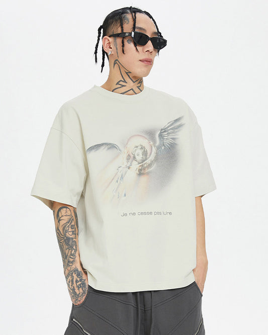 Vintage Angel Halftone Print T-Shirt