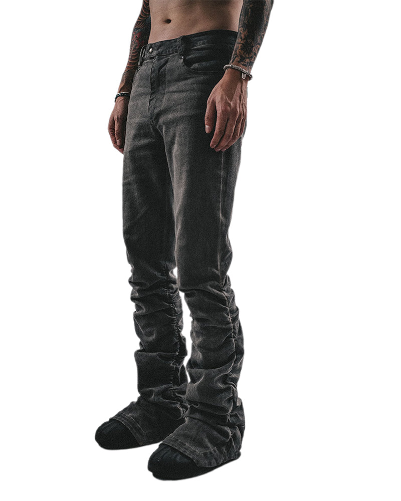 Post-Apocalyptic Slim Fit Flare Horseshoe Denim Pants