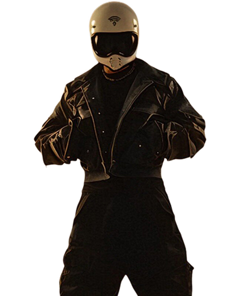 Dystopian Modular Multi-Pocket Armored Denim Jacket