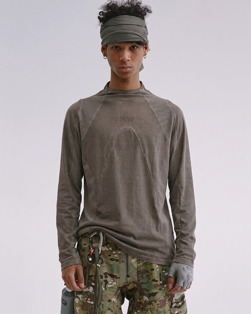 Post-Apocalyptic Dirty Dye Mesh Long Sleeve Tee