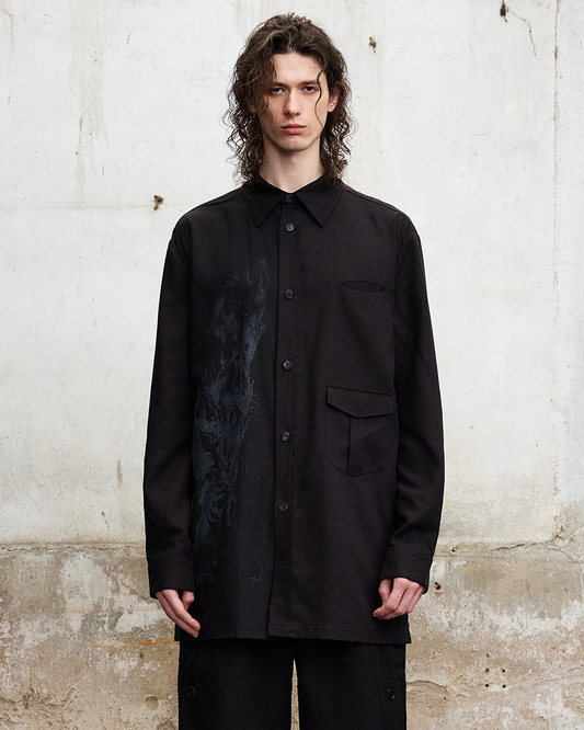 Cupro-Blend Graphic Long-Sleeve Shirt