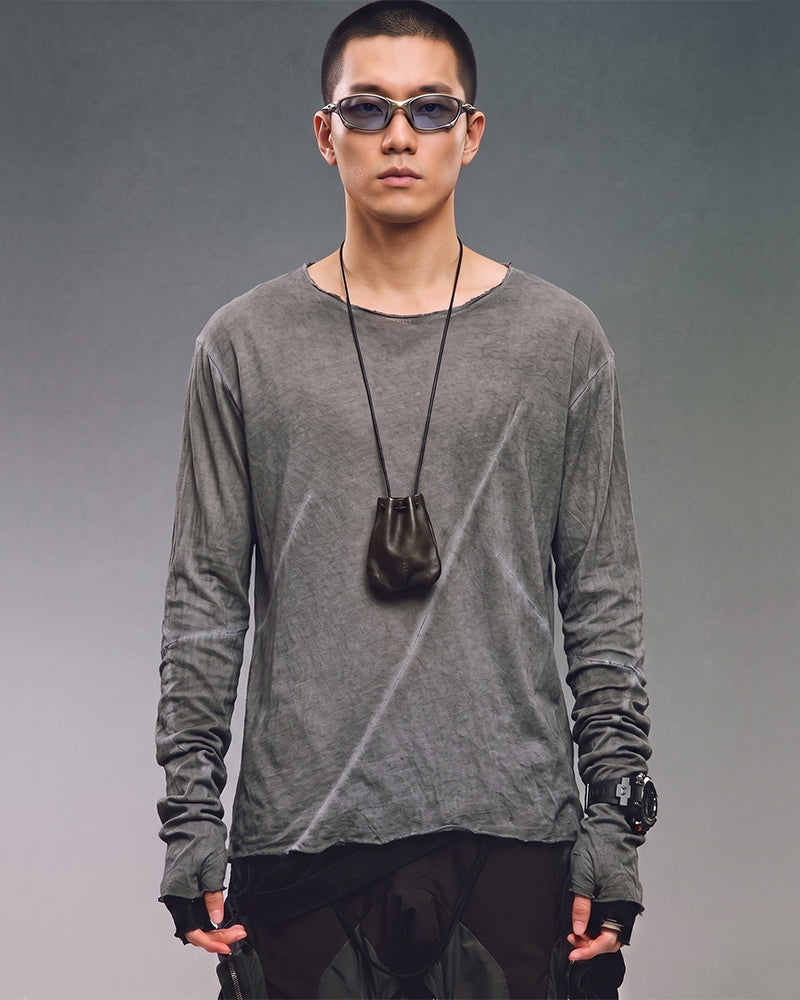 Wasteland Distressed Washed Thumbhole Long Sleeve Tee