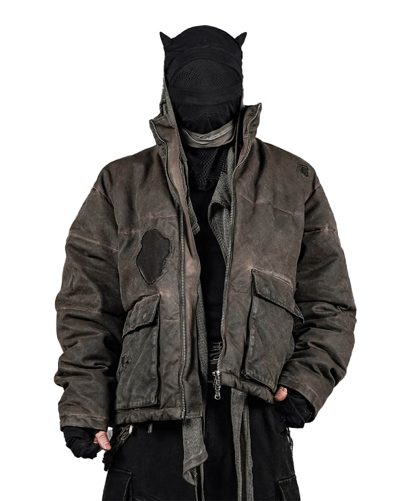 Distressed Wanderer Patchwork Padded Jacket