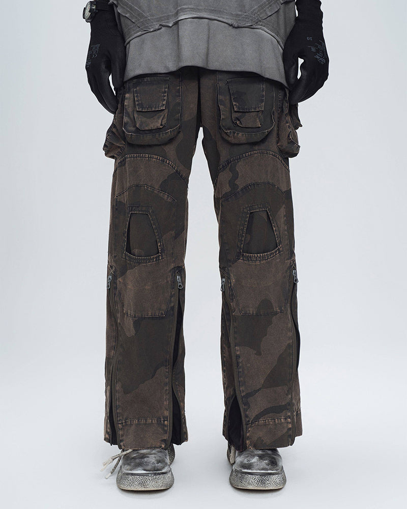Tactical Camo Multi-Zip Cargo Pants