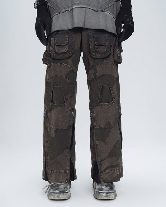 Tactical Camo Multi-Zip Cargo Pants