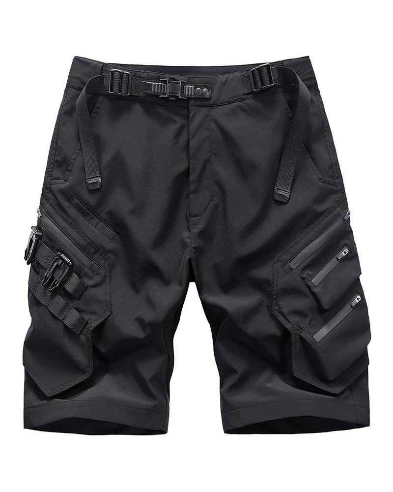 Functional Multi-Pocket Belt Cargo Shorts
