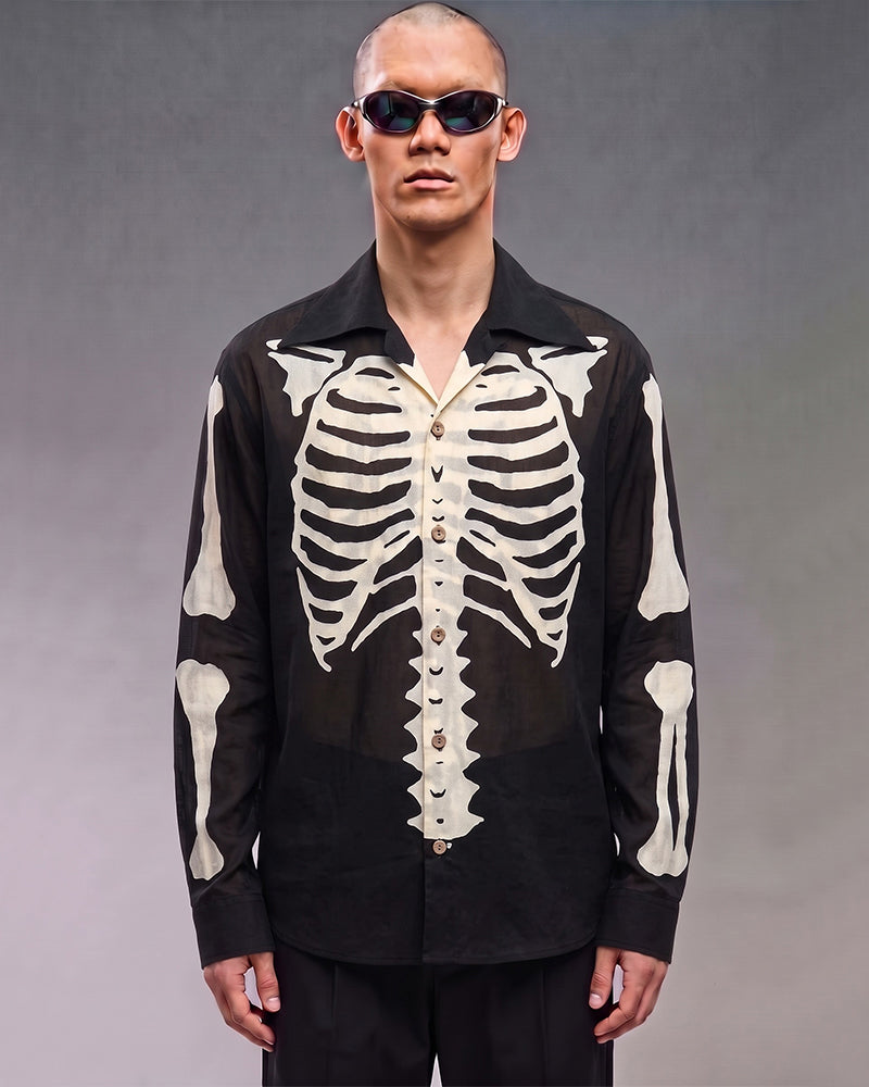 Post-Apocalyptic Full Skeleton Print Long Sleeve Shirt