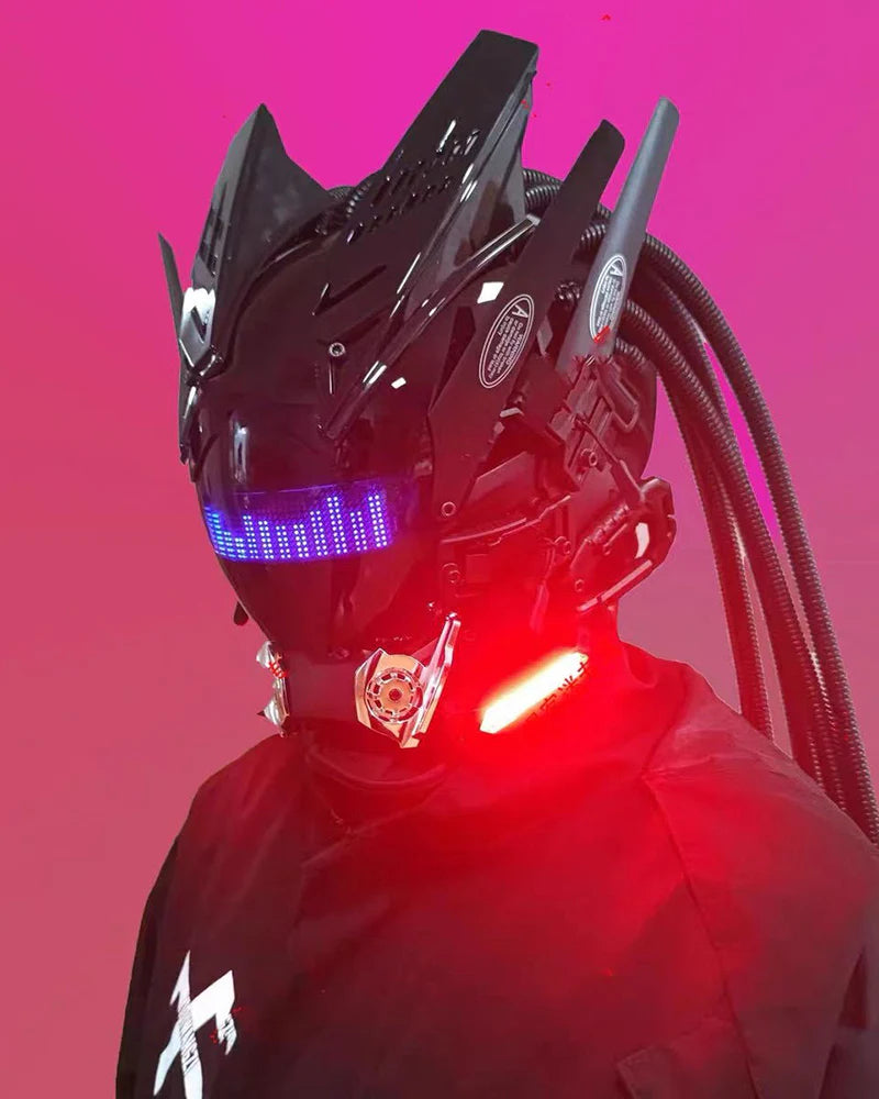 Rhythm Cyberpunk Helmet Mask ( Customizable Text And Image Available)