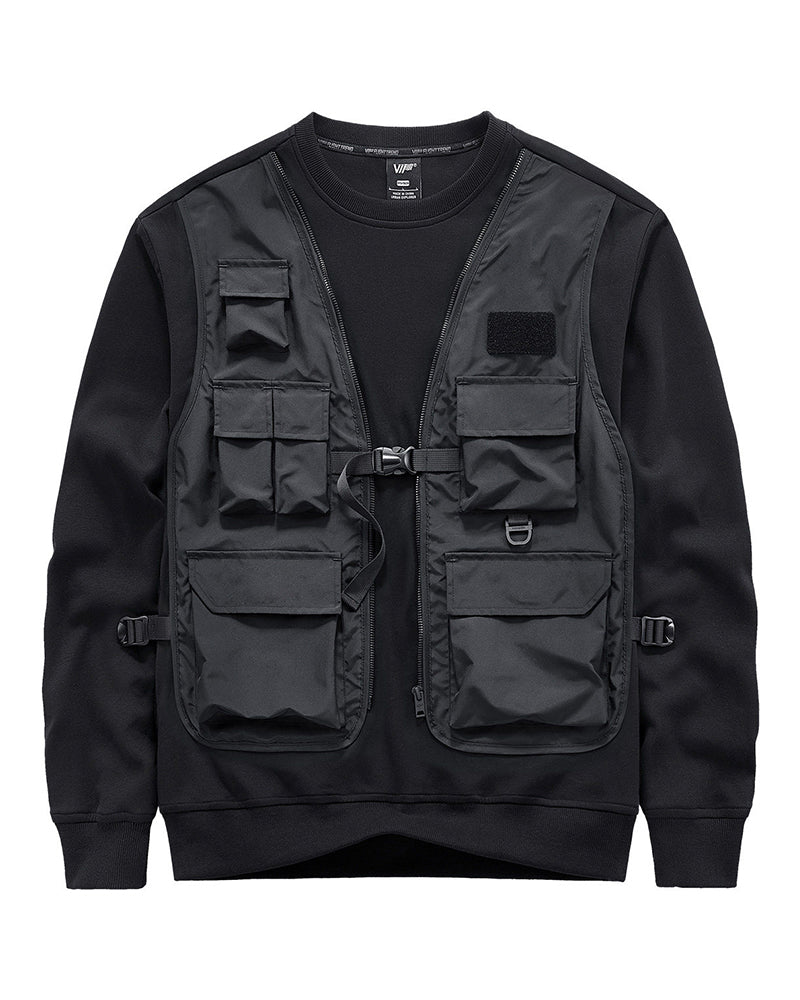 Techwear Fake Two Vest Tactical Sweatshirt