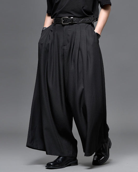 Modern Japanese Pleated Wide Leg Hakama Pants