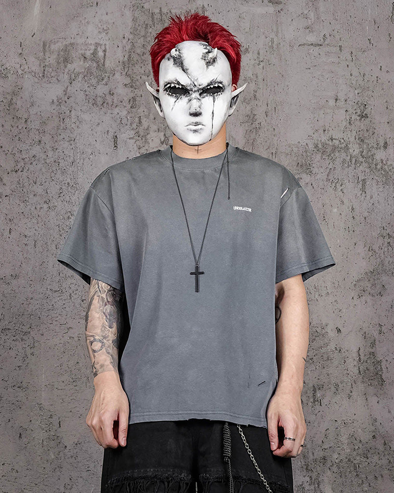 Washed Ripped Gradient T-Shirt Blue