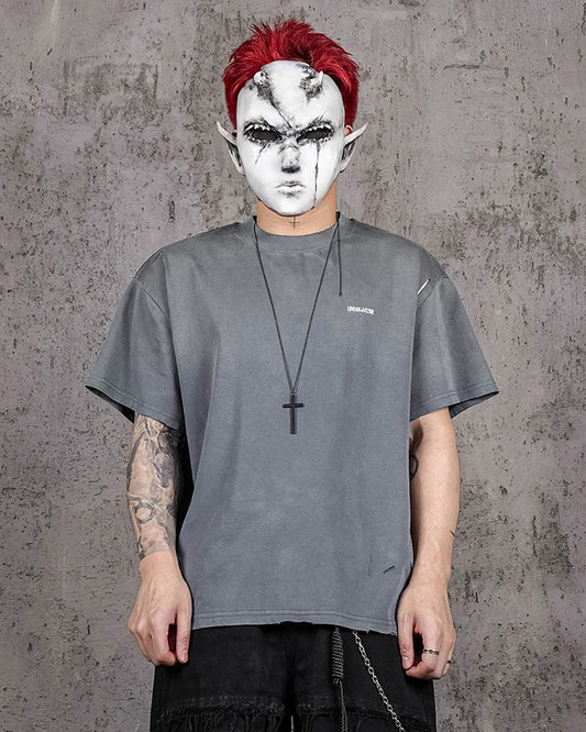 Washed Ripped Gradient T-Shirt Blue