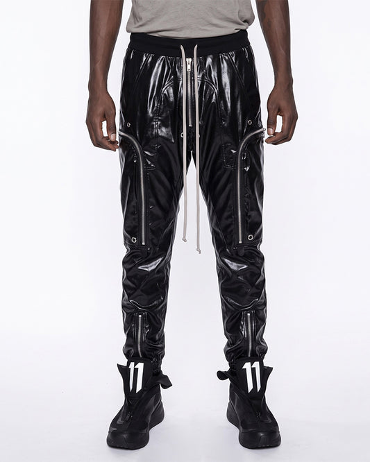 Coated Multi-Zipper Deconstructed Cargo Joggers