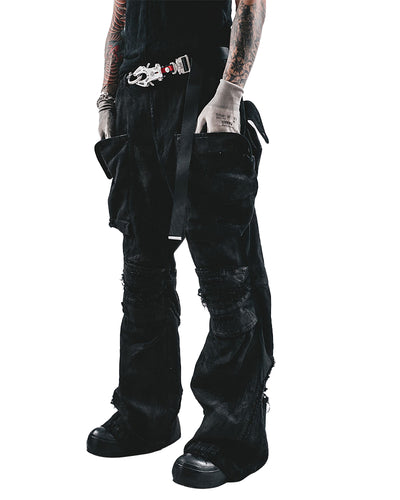 Abyssal Ripped Flared Cargo Pants