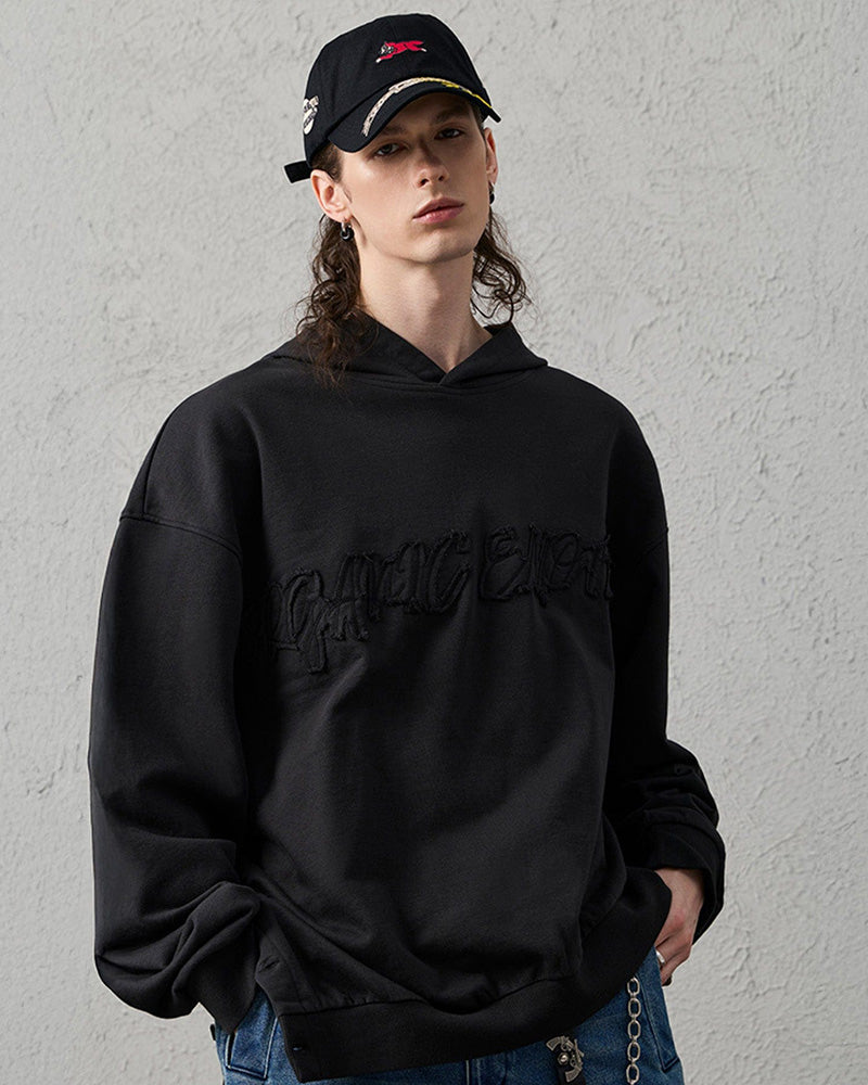 Asymmetrical Hem Embroidered Hoodie