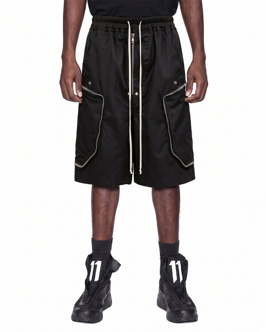 Deconstructed Multi‑Zip Utility Techwear Cargo Shorts