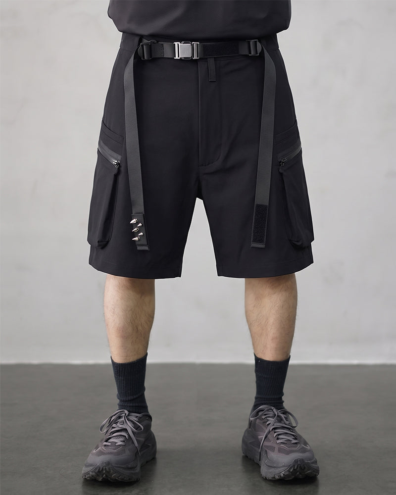 Water-Repellent Adjustable-Waist Techwear Shorts