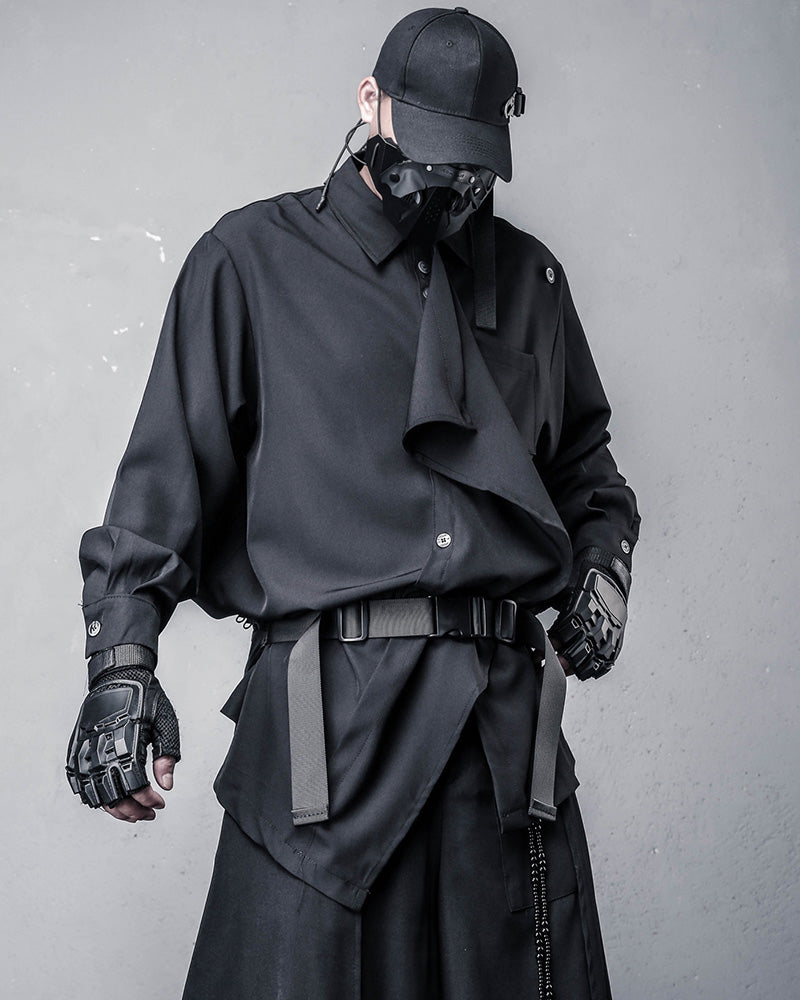 Japanese Asymmetric Ruffle Darkwear Shirt