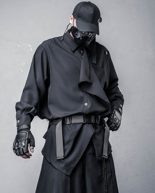 Japanese Asymmetric Ruffle Darkwear Shirt