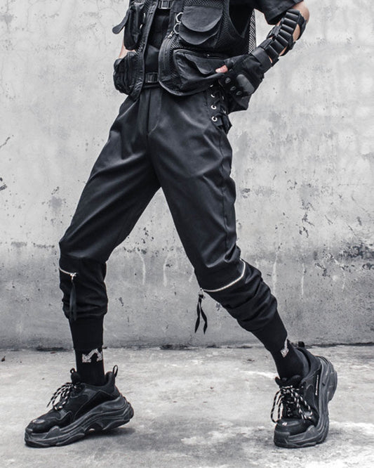 Functional Lace-Up Knee-Zip Techwear Cargo Pants