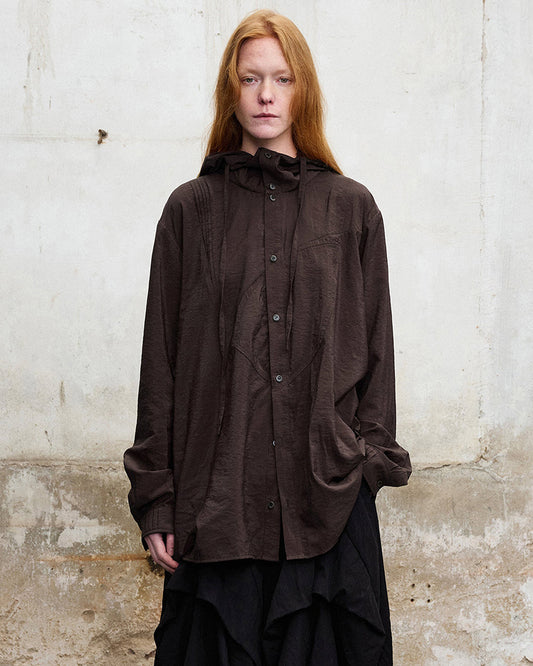 Mohair-Blend Hooded Longline Shirt