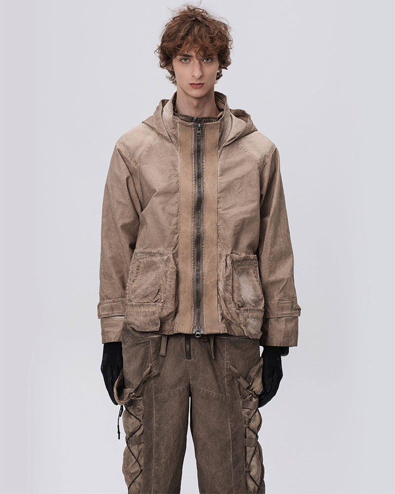 Post-Apocalyptic Distressed Pocket Hooded Jacket
