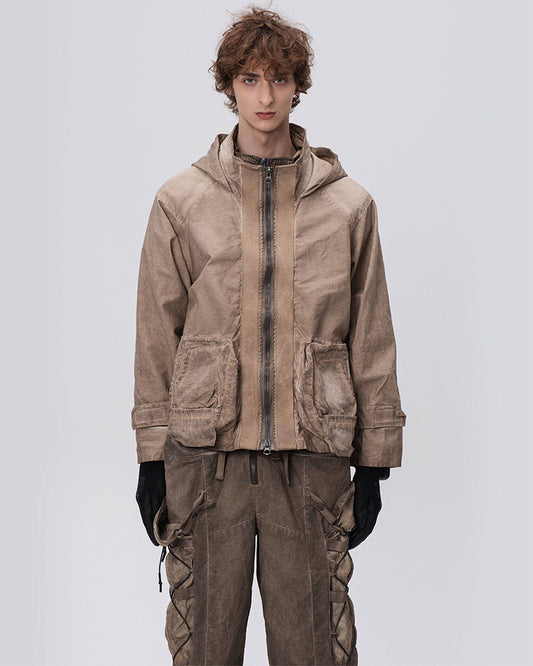 Post-Apocalyptic Distressed Pocket Hooded Jacket