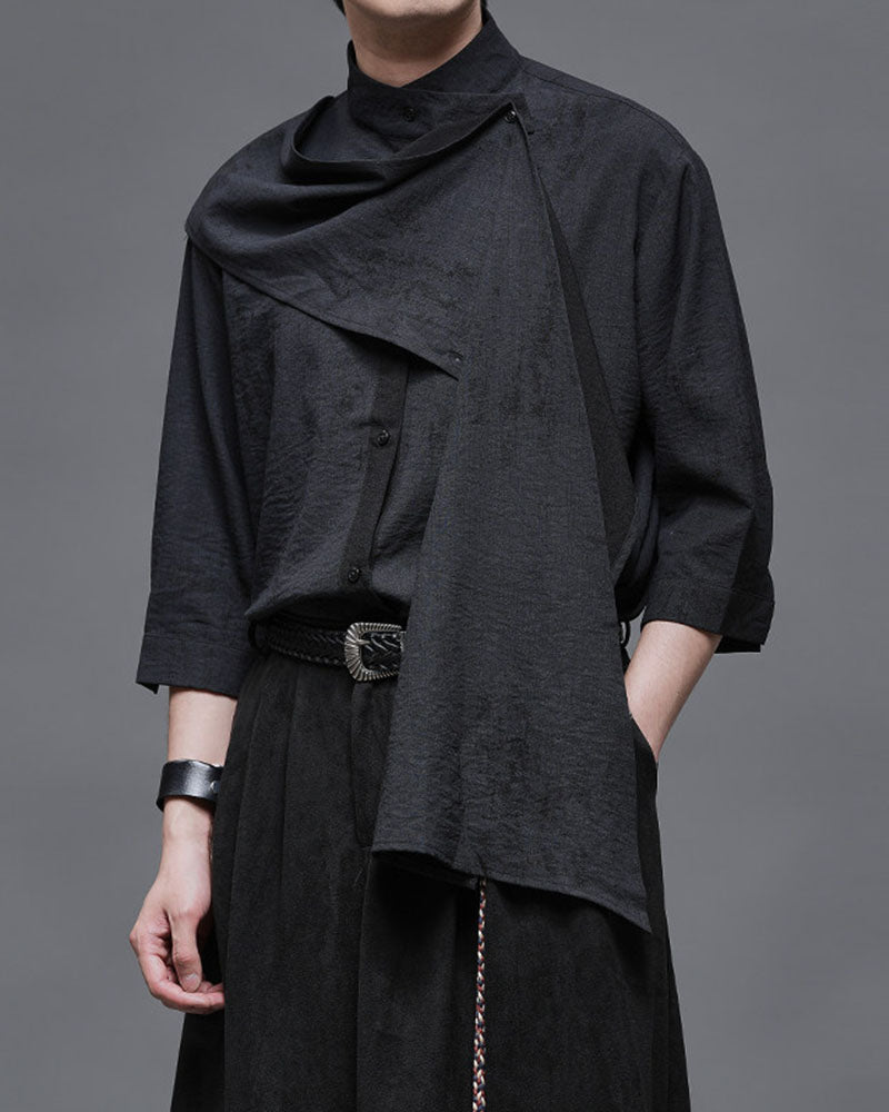 Darkwear Style Japanese Urban Scarf Collar Shirt