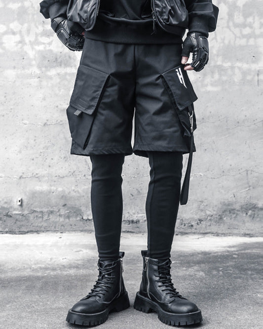 Fake Two Black Techwear Cargo Pants