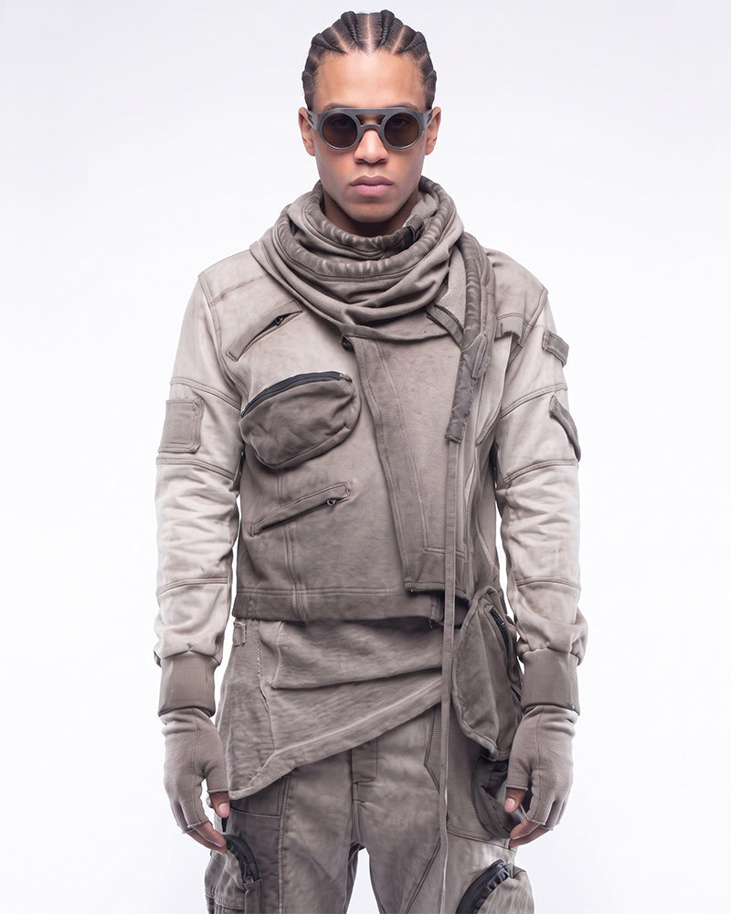 Post-Apocalyptic Asymmetric Dirty Dye Hoodie