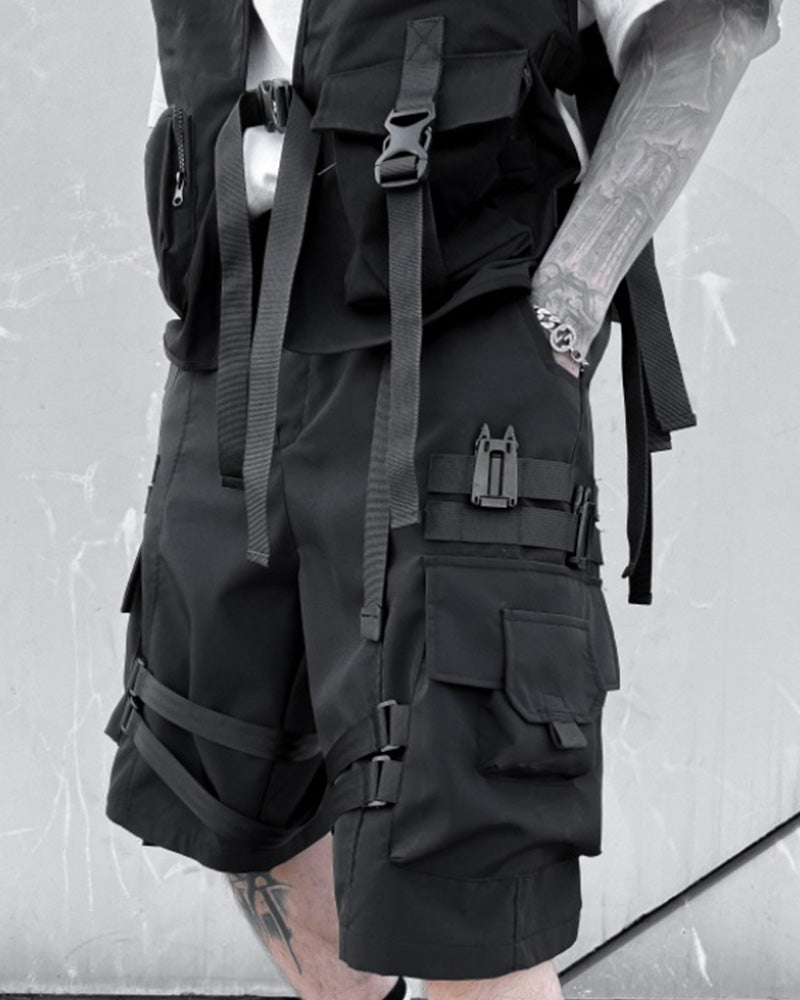 Techwear Tactical Buckle Strap Cargo Shorts