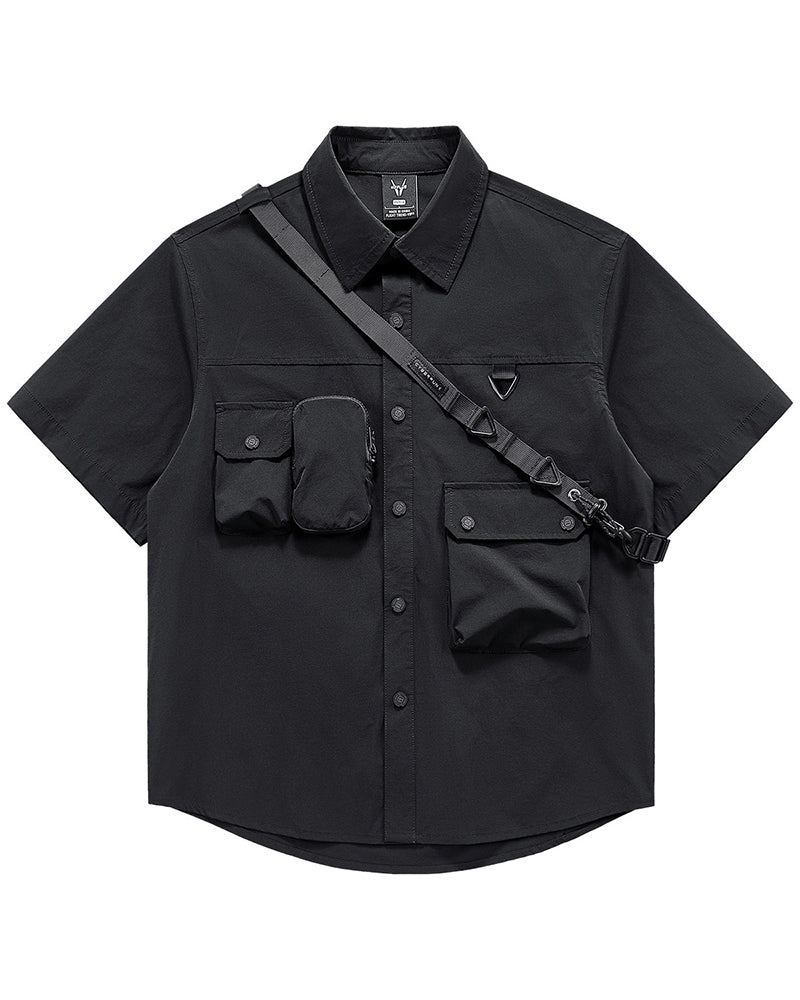 Tactical Utility Crossbody Strap Short Sleeve Tech Shirt